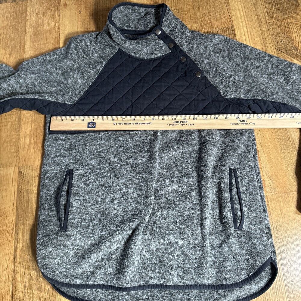 Abercrombie‎ & Fitch Jacket Medium Gray Asymmetric Snap Quilted Fleece Pullover - Picture 6 of 8